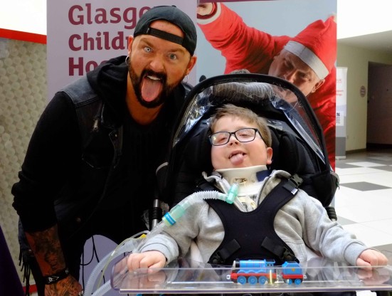 WrestleKind founder Jack Jester (Lee Greig) at Glasgow Children's Hospital
